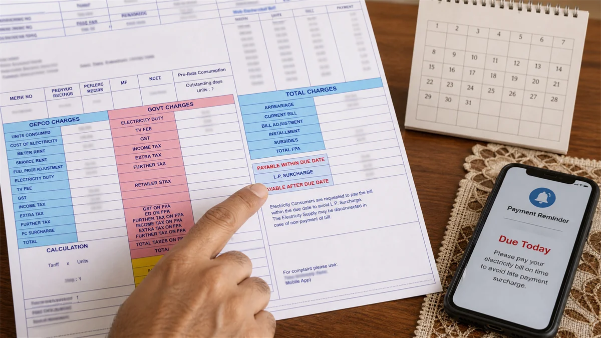 GEPCO bill due date late payment surcharge and disconnection rules guide